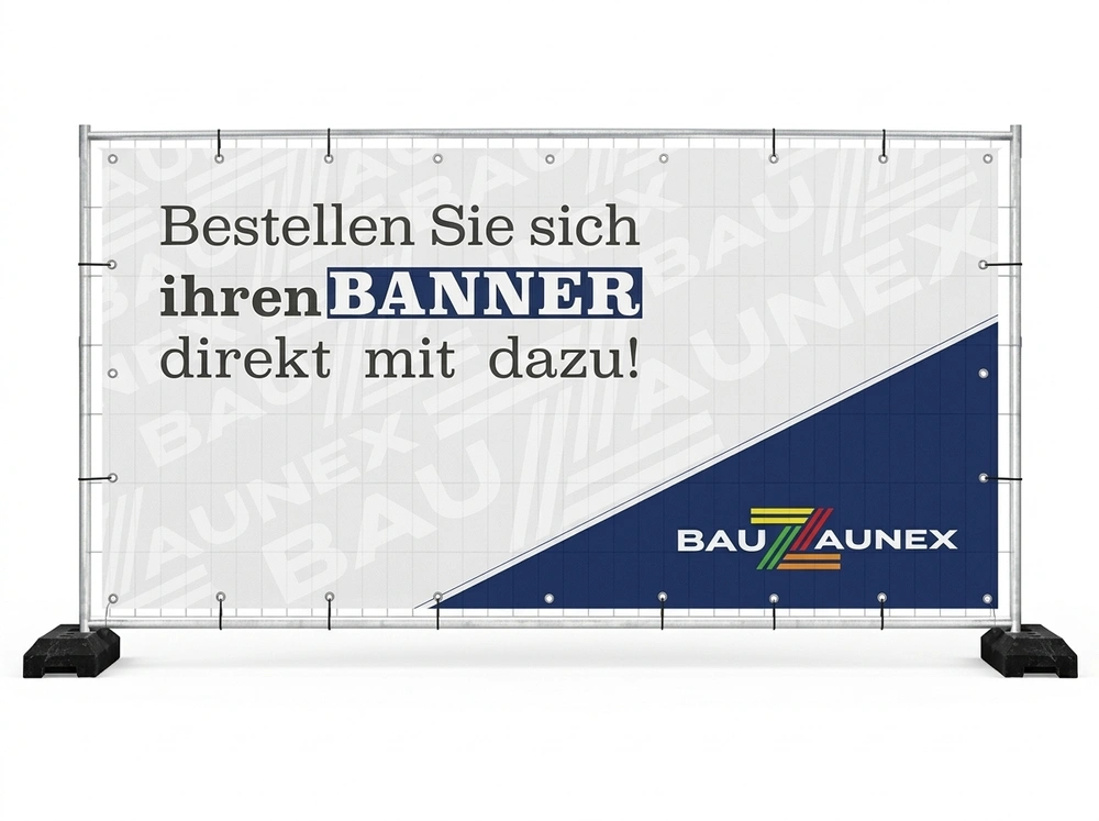 Personalisierter Bauzaunbanner (3.41 x 1.76m) - Maße und technische Daten