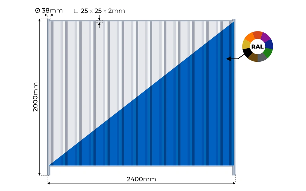 Sichtschutz-Bauzaun T18 0.5 Plus (Verzinkt) - Maße und technische Daten