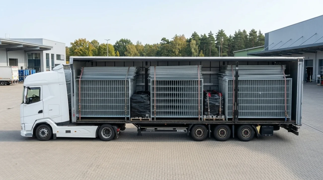 LKW-Direktanlieferung 320 Bauzaun-Komplettsets nach Mannheim & Ludwigshafen